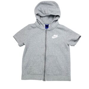 Nike Hoodie Youth Medium Gray Full Zip Short Sleeve Fleece Sweatshirt Jacket